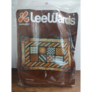 NOS Vtg 1970's LeeWards  Needlepoint Kit Pillow Cover Simply Pulled Sealed A2